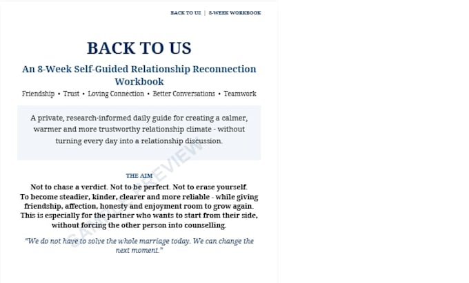 send a workbook to help your relationship during recovery