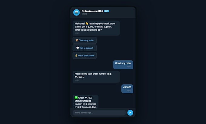 build a custom telegram bot with node js or python
