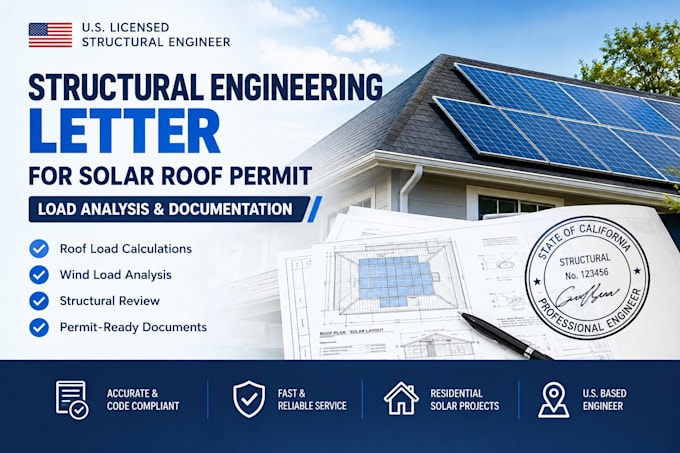 do stamped US structural engineering letter for solar roof permit load analysis