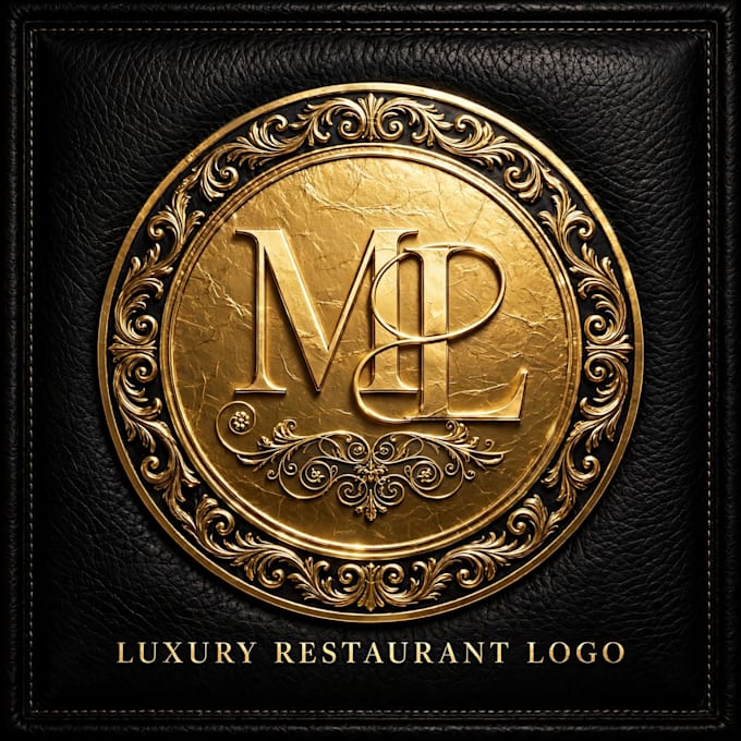 design luxury gold logo in black and gold for restaurant