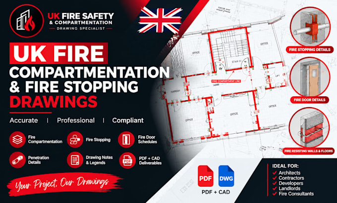create UK fire compartmentation and fire stopping drawings
