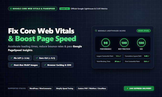 fix google core web vitals, improve lcp, cls, and page speed