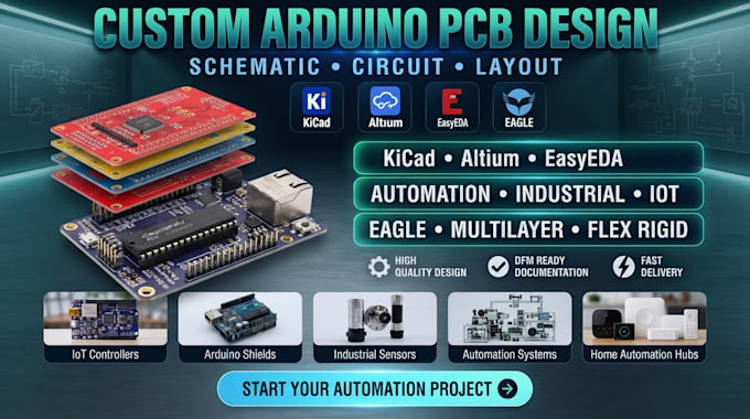 create custom arduino pcb design for automation and iot