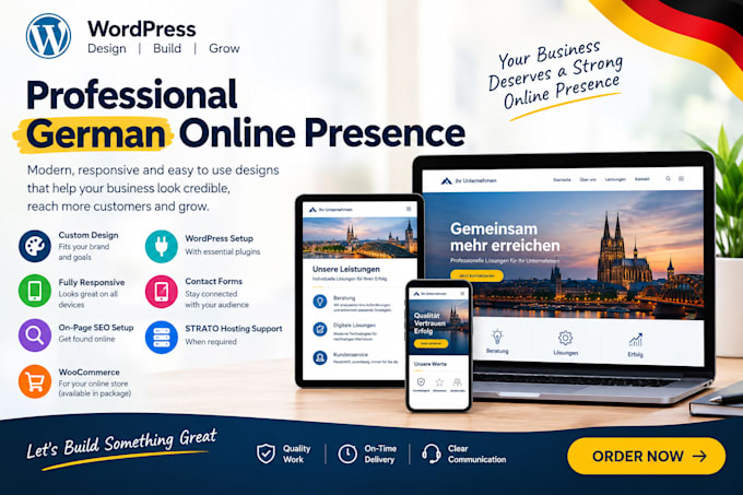 design a professional wordpress website or woocommerce shop on strato hosting