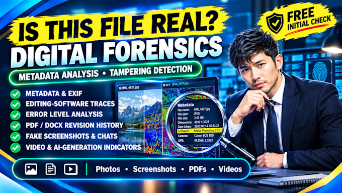 do digital forensics, metadata analysis and photo or video tampering detection