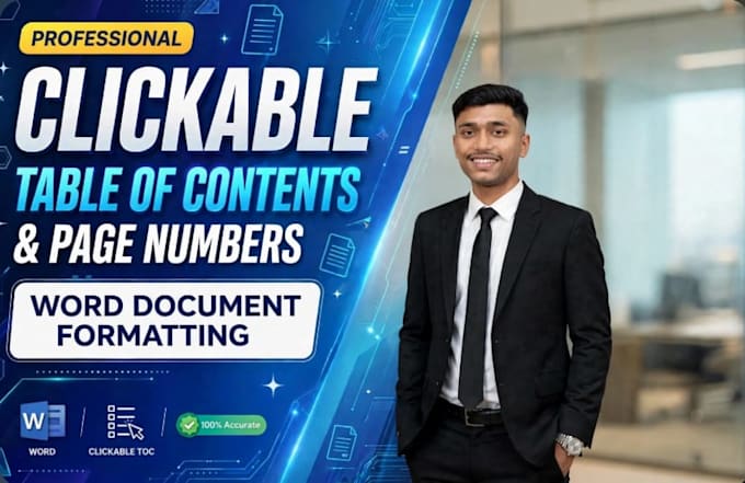 format word doc with clickable toc and page numbers