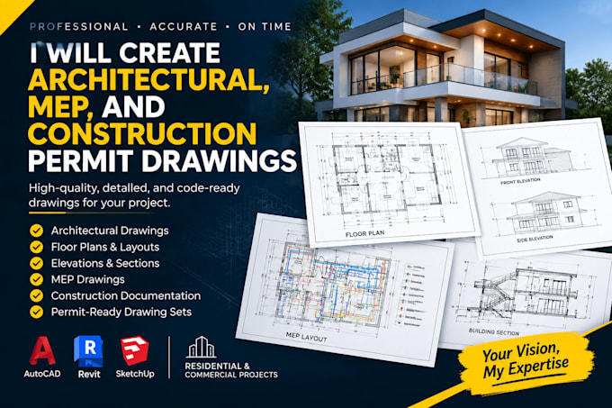 create architectural, mep, and construction permit drawings