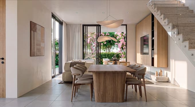 deliver 3d mediterranean house interior,apartment layout visual, cgi home render