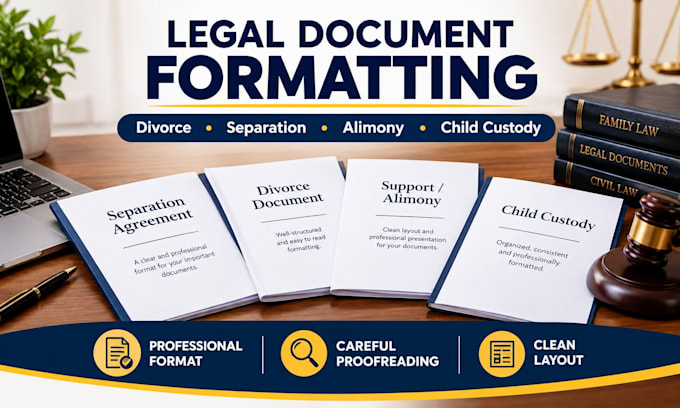 draft formal divorce separation alimony  child custody documents