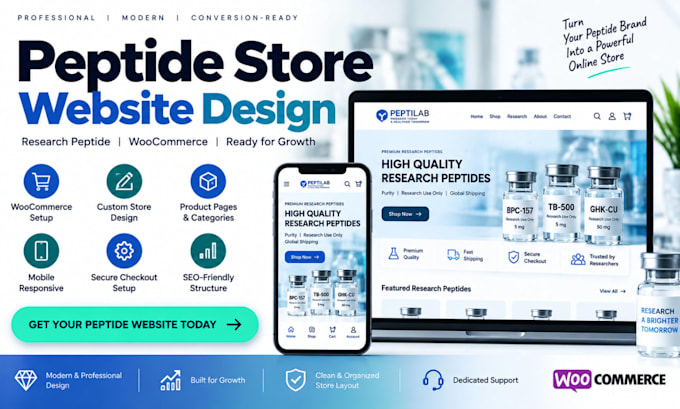 design peptide store peptide website research peptide woocommerce website