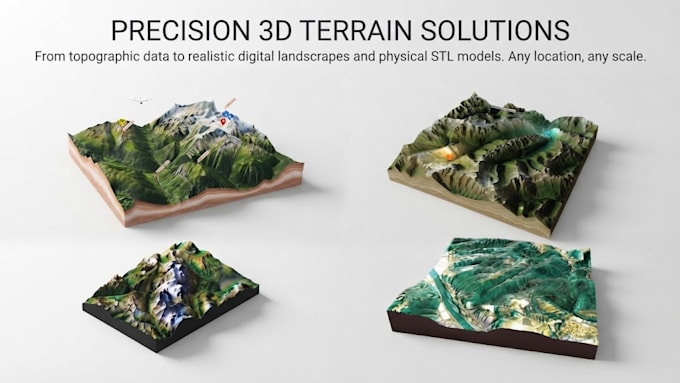 create 3d terrain model , relief map, topographic map landscape and environment