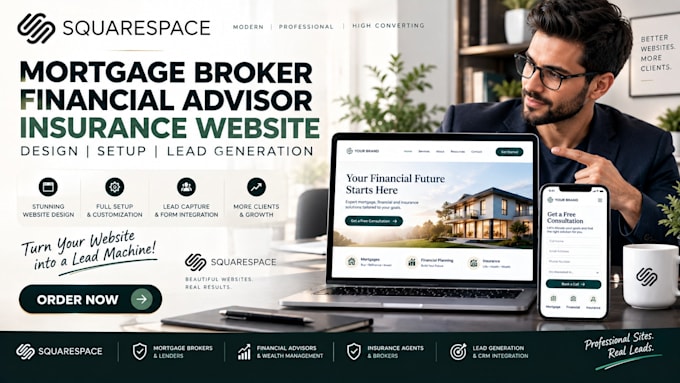 squarespace mortgage broker financial advisor insurance website design setup SEO