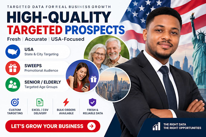 provide fresh sweeps leads, senior elderly leads and USA leads