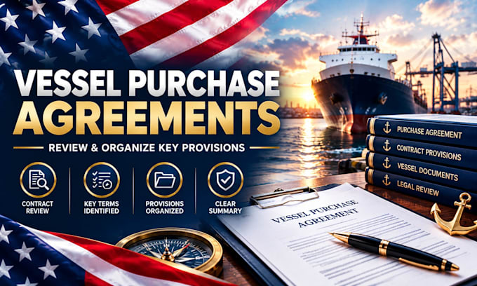 review vessel purchase agreements and organize important contract provisions