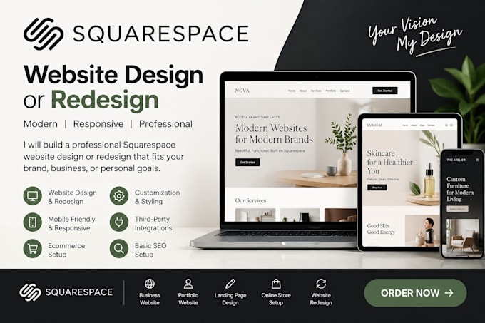 build squarespace ecommerce website, squarespace online store design or