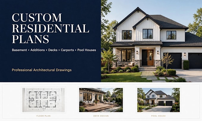 do custom residential plans basement conversion room addition deck carport plans