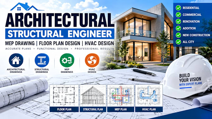 architectural structural engineer, mep drawing, floor plan design, hvac design