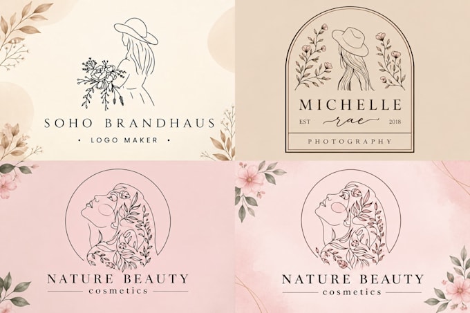 design creative elegant feminine line art boho logo
