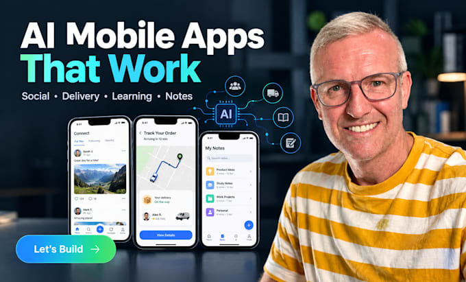 build ai social networking, ai delivery, driving theory test and note app