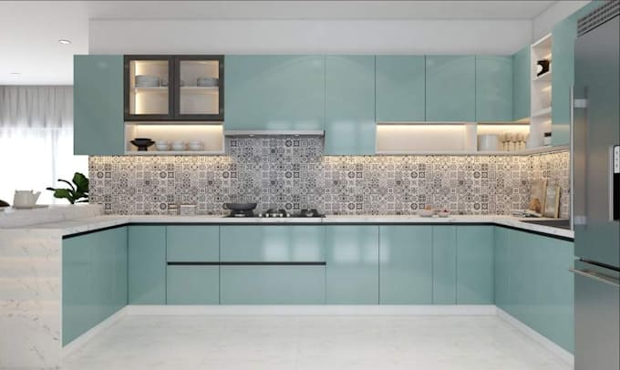 design kitchen interior in 3d and render