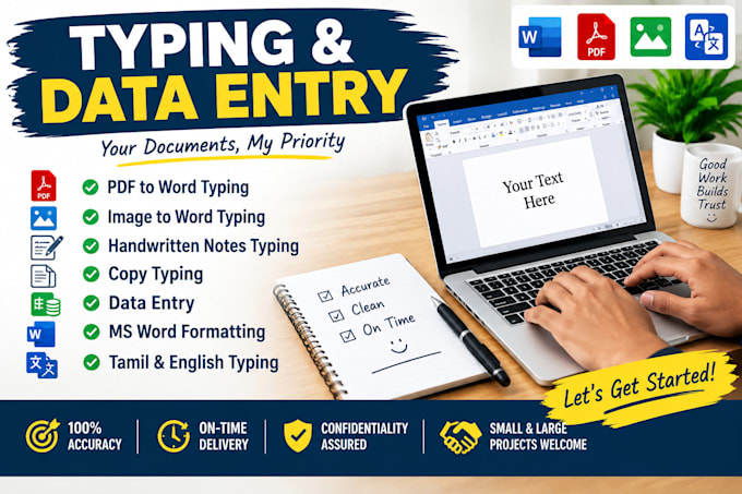 do accurate typing, data entry, copy typing and PDF to word