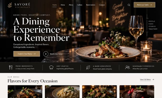 design restaurant website cafe food website menu website