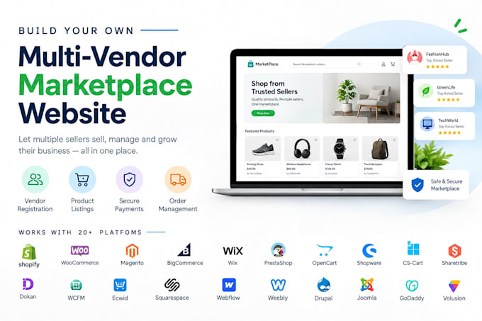 build multivendor marketplace website ecommerce website woocommerce website