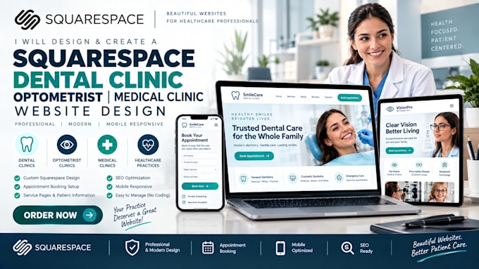 squarespace dental clinic optometrist medical clinic website design create app