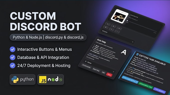 create a custom discord bot using python or javascript