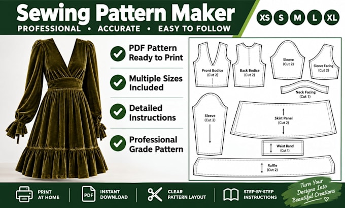 create sewing pattern, clothing pattern, sewing pattern making and grading