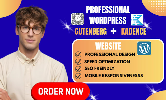 design responsive wordpress website with gutenberg block and kadence blocks