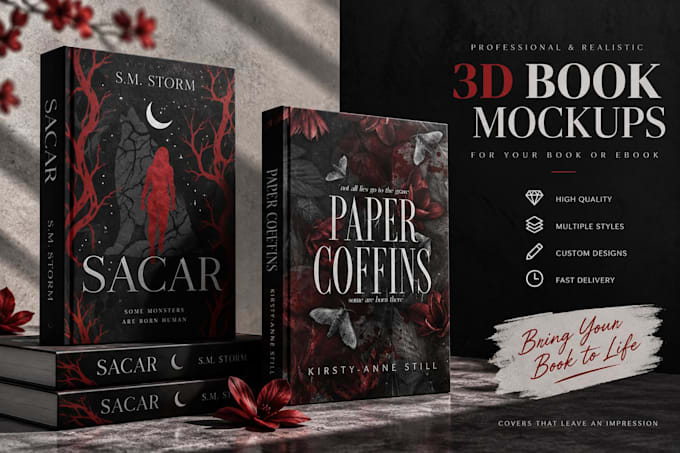 create realistic 3d book mockups for your book or ebook
