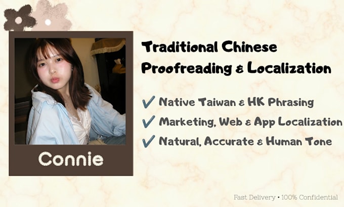 proofread, edit, and localize your traditional chinese text