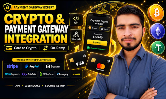 integrate payment gateways, crypto payments and onramp card to crypto payment