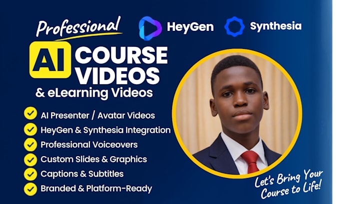 create ai course video elearning video using heygen and synthesia