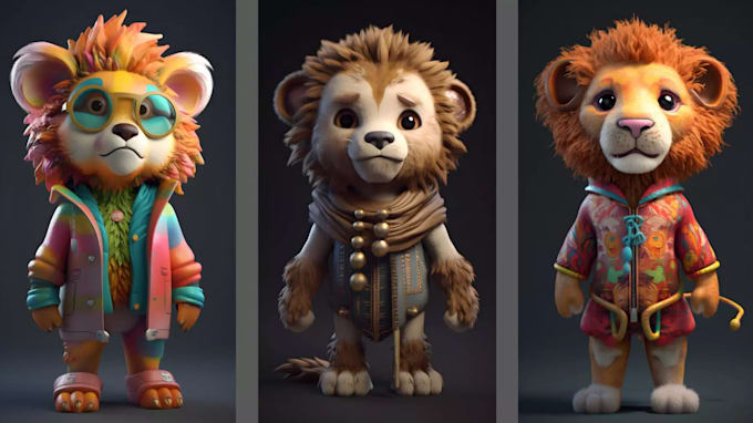 design custom 3d chibi character, cute anime mascot, 3d cartoon animation