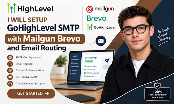 setup gohighlevel smtp with mailgun brevo and email routing