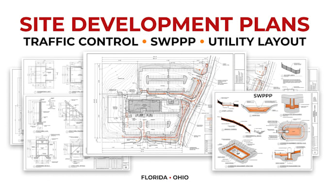 site development plan traffic control and swppp plan utility layout florida ohio