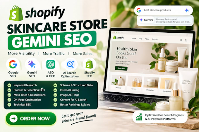 provide skincare shopify store gemini seo