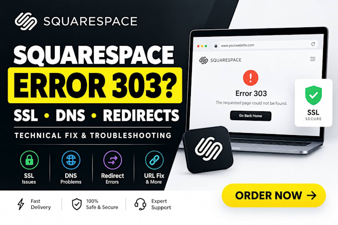 fix squarespace error 303, SSL, dns and redirect issues