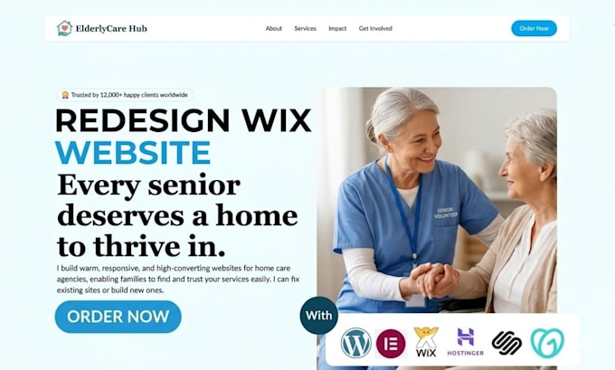 redesign wix website, redesign home care website, redesign wix website design