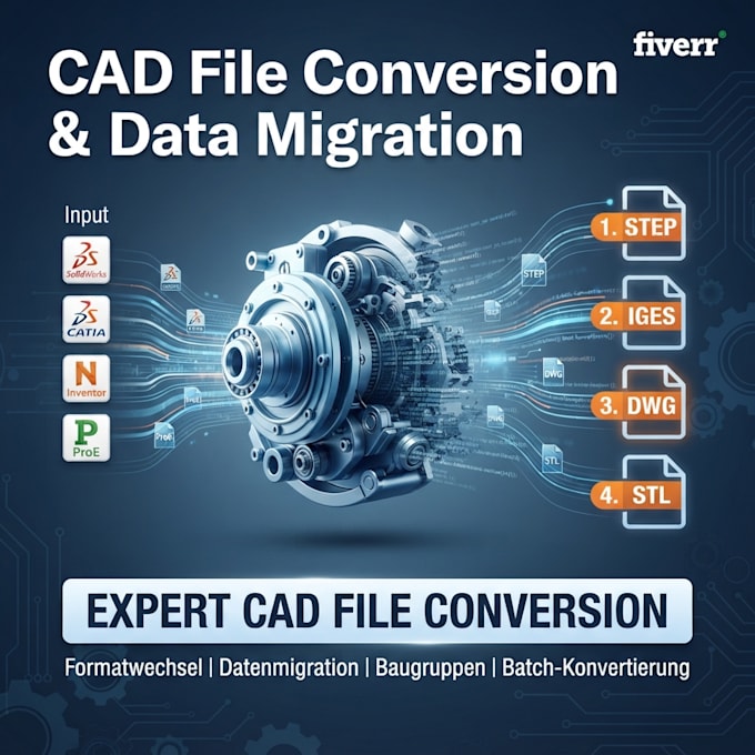 convert cad files between step, iges, stl, dwg