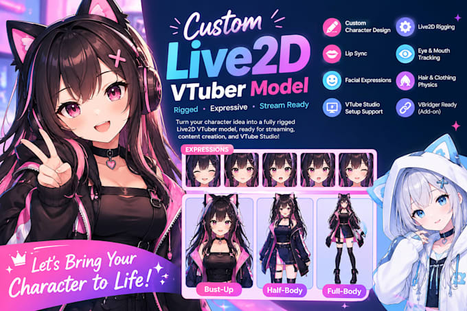 draw rig live 2d vtuber model live 2d vtuber model vtuber