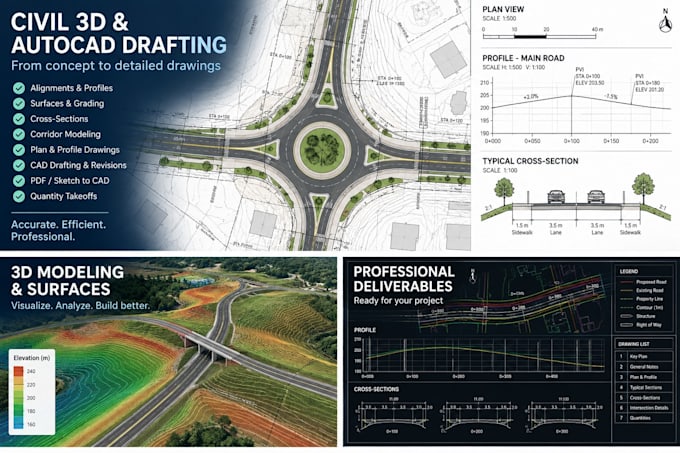 provide professional autocad civil 3d drafting