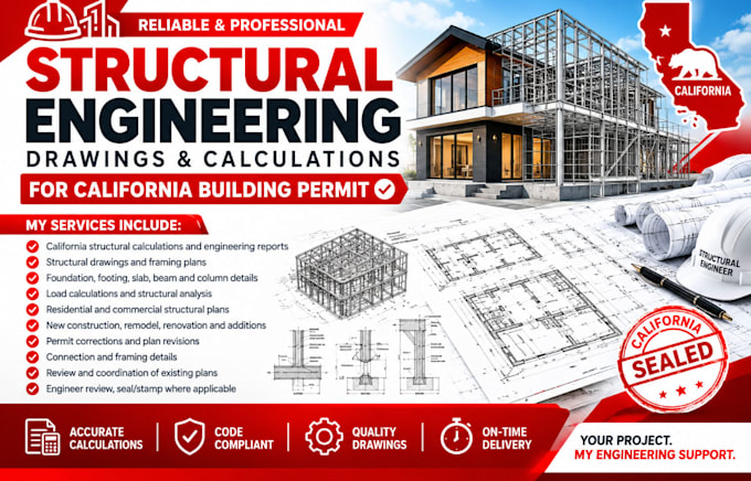draw structural engineer stamp, ca structural calculation for california permit