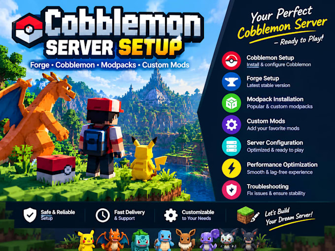 setup your cobblemon,forge mod,cobblemon modpack,custon mod ,cobblemod server