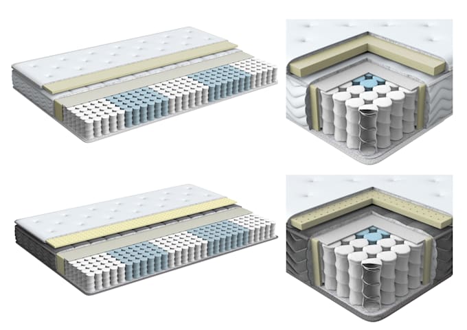 3d model and render mattress cross section cutaways