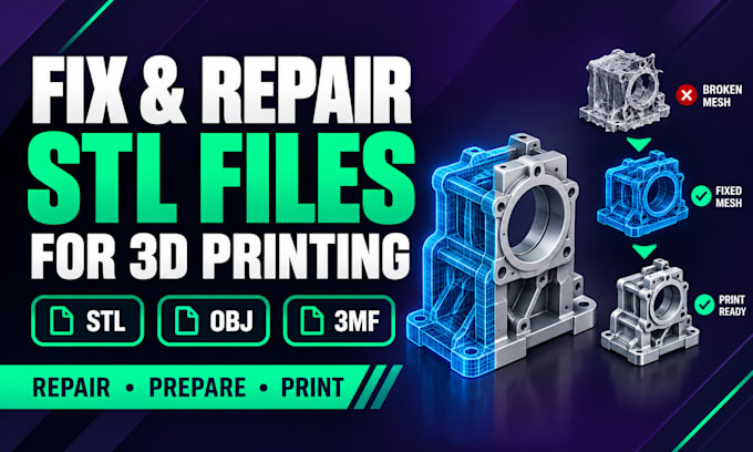 repair and modify stl files, fix mesh errors, fix stl file for 3d printing