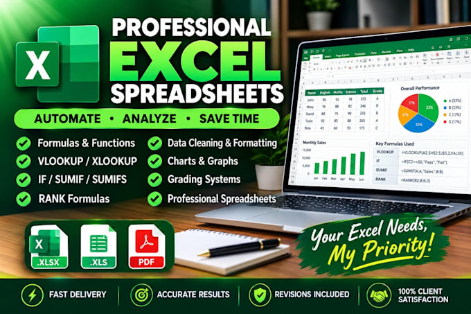 create professional excel spreadsheets and formulas