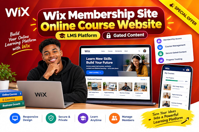 do wix membership website online course subscription lms platform gated content